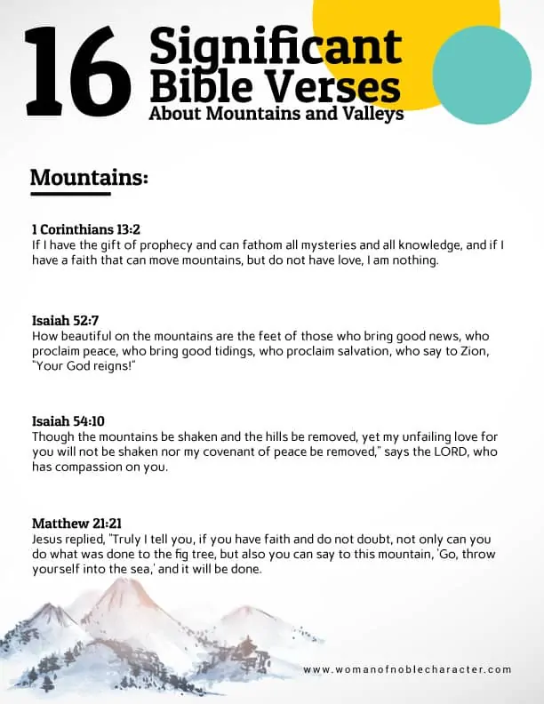Bible verses about mountains and valleys in the Bible for the post The Beautiful Significance of Mountains in the Bible and in Life & Valleys in the Bible
