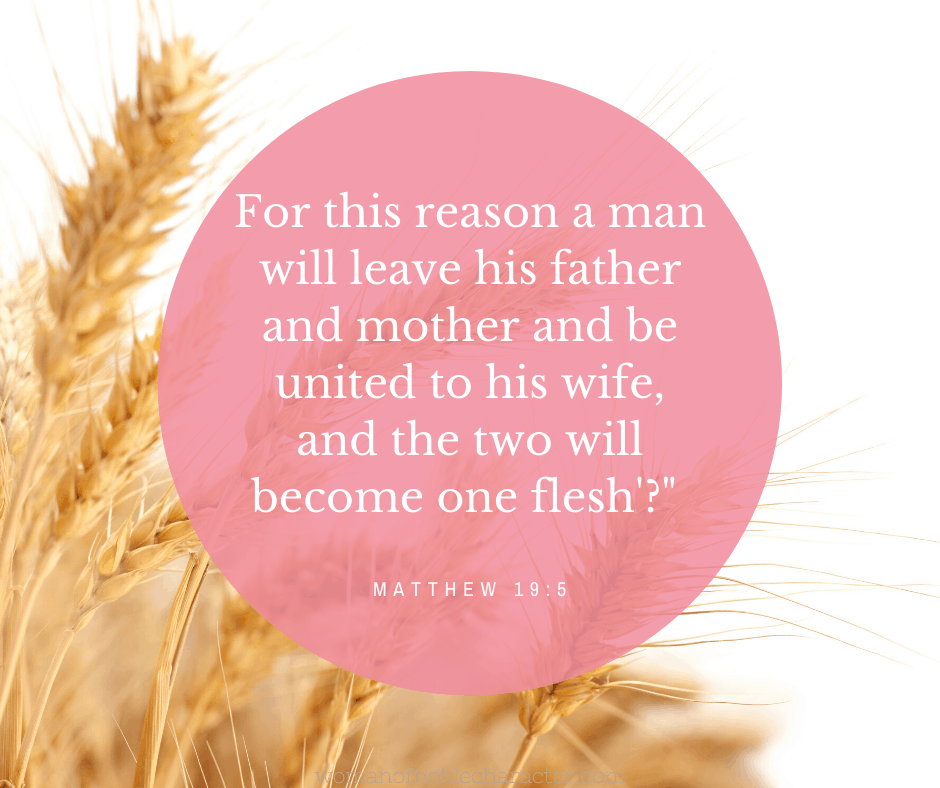 An image of wheat with Matthew 19:5 quoted