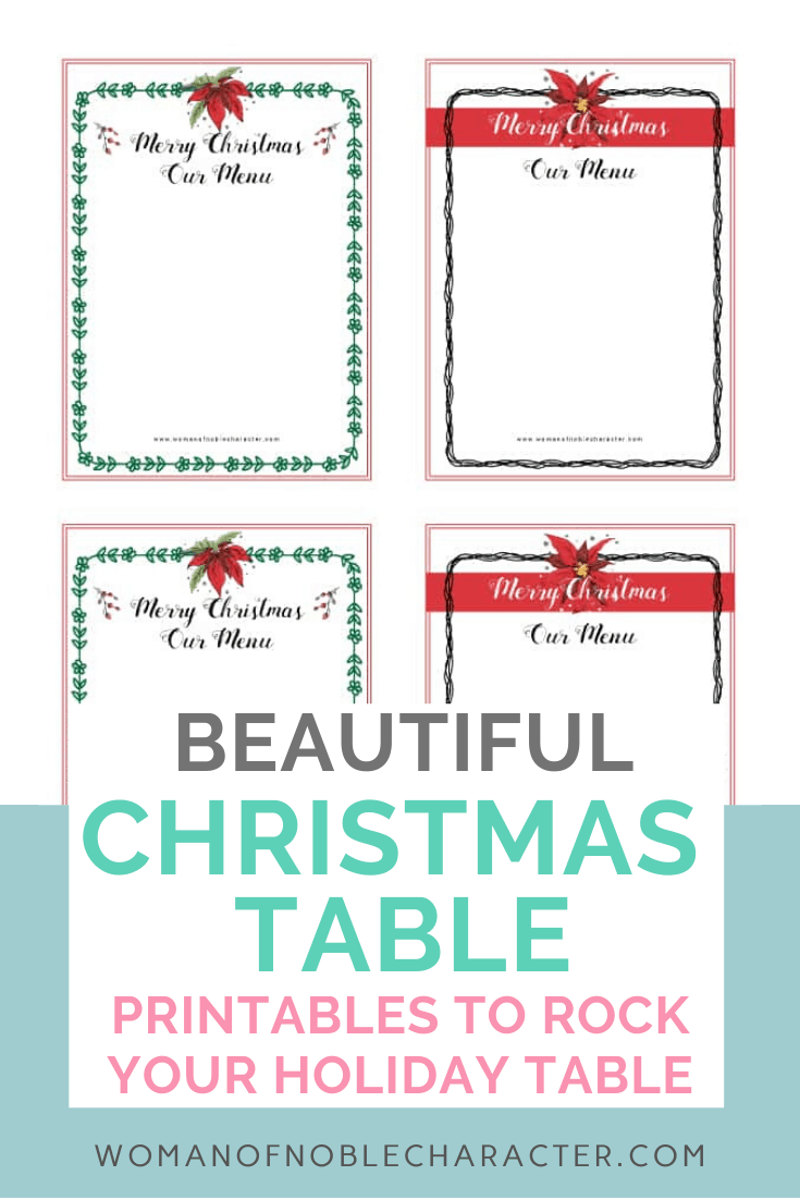 Christmas Table Printables- Holiday Menus