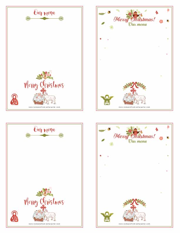 printable Christmas menus