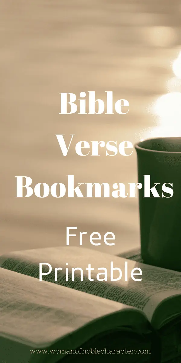 Picture of cup and open Bible with text Bible Verse Bookmarks free printable for post Beautiful Bible Verse Bookmarks as a gift to you