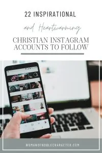 An image of a phone and a notebook with the title, "22 Inspirational and Heartwarming Christian Instagram Accounts to Follow"