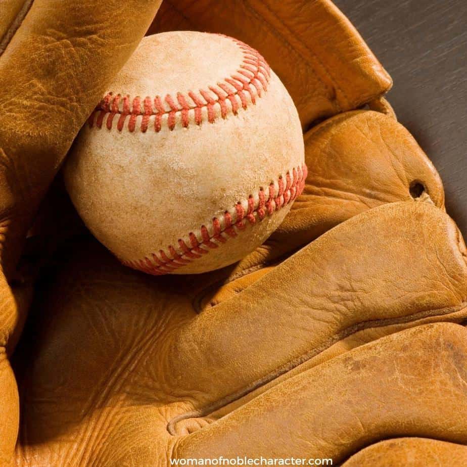 image of baseball in baseball glove for the post Baseball, Love & Marriage: Teamwork Designed by God