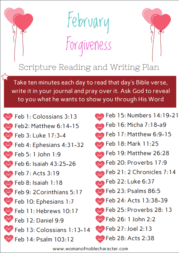 February Bible reading writing plans