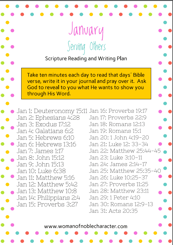 January Bible reading writing plans