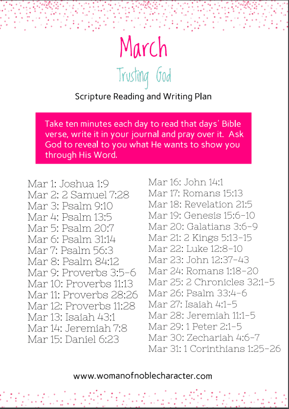 March Bible reading writing plans