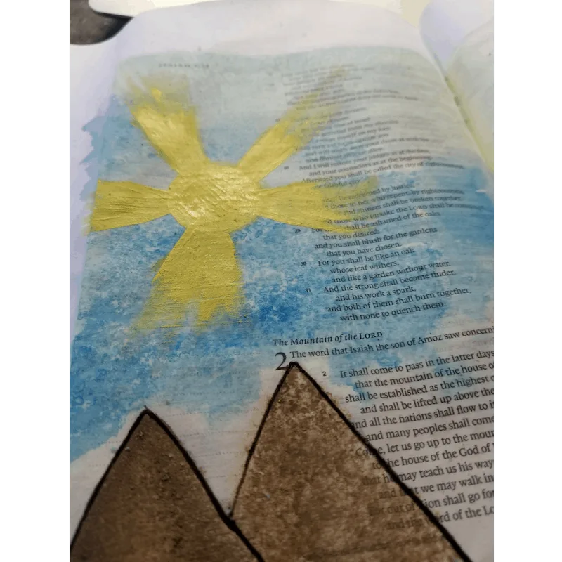 Watercolor with salt technique - sun