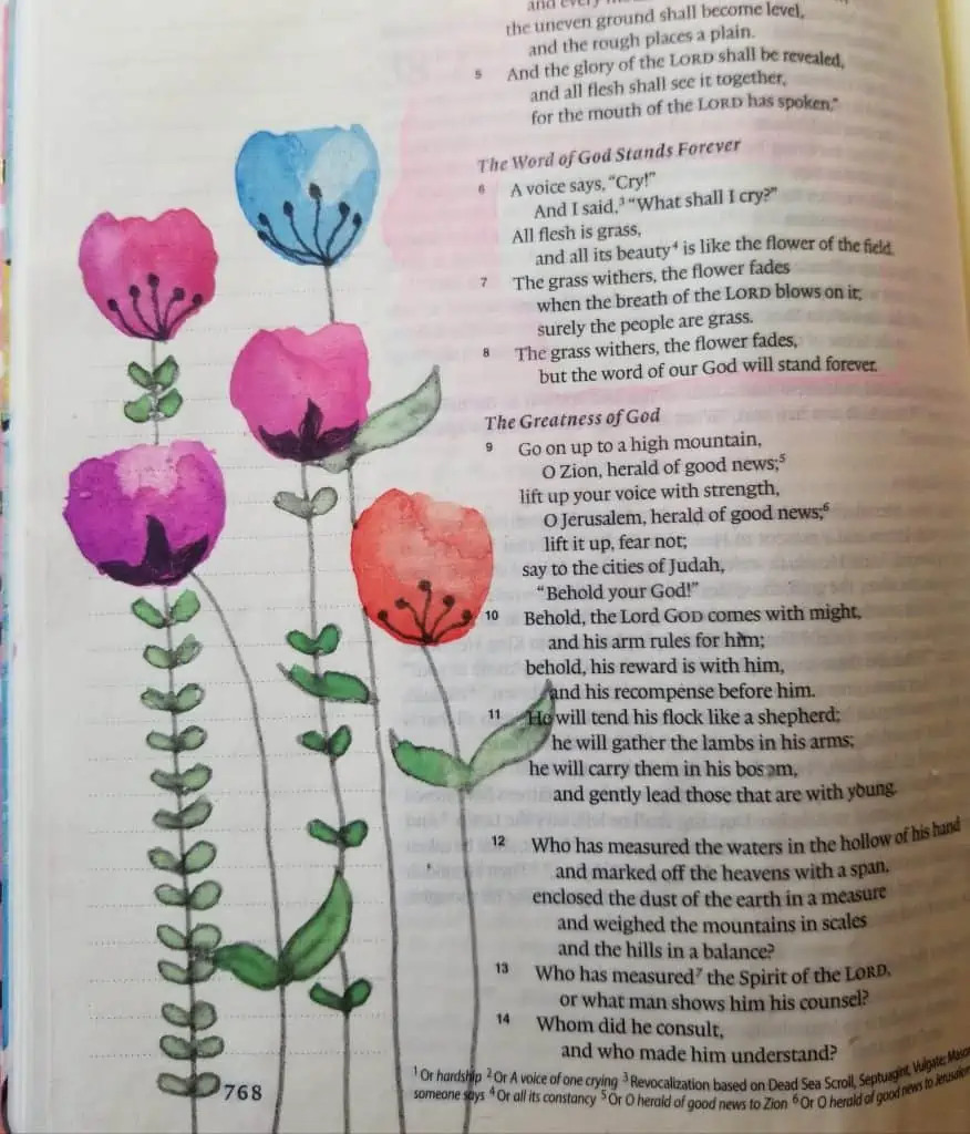 splotch flowers for Bible journaling