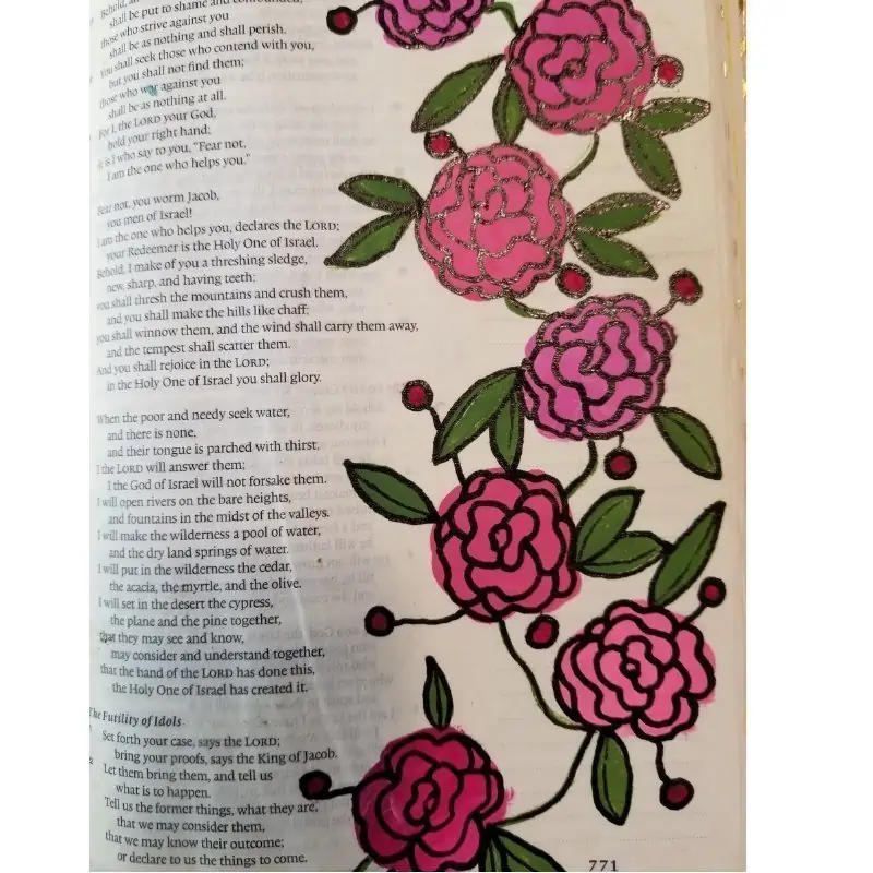 carnations- flowers for Bible journaling on a Bible page