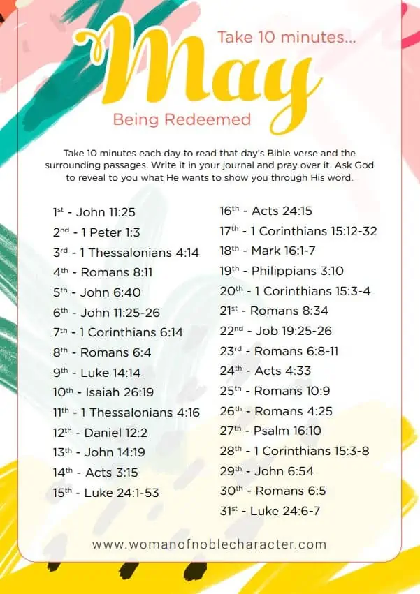 May 2019 Bible Reading Writing Plan