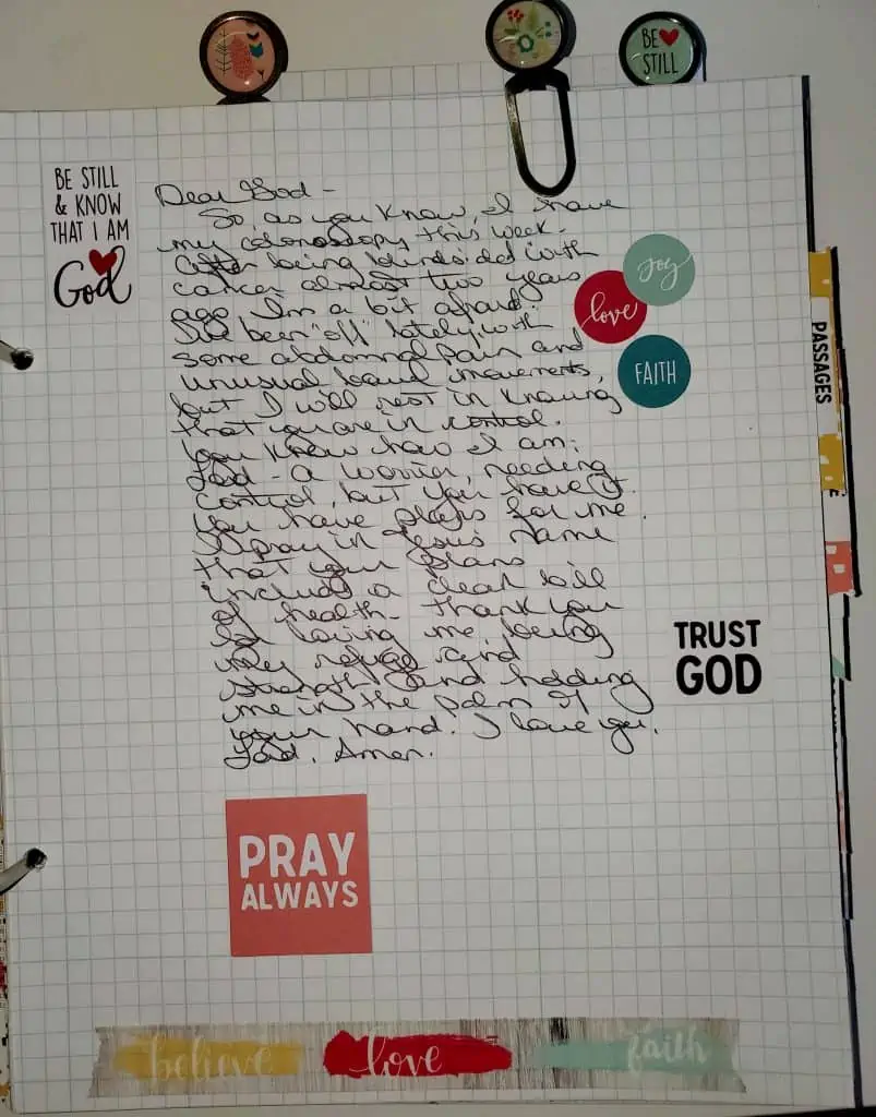 prayer in DIY prayer journal or war binder