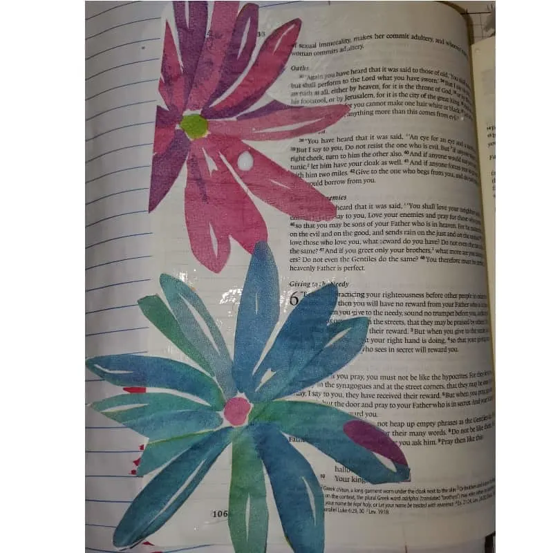 Bible journaling with household objects napkin decoupage