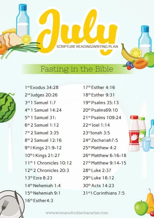 July 2019 scripture reading plan fasting in the Bible