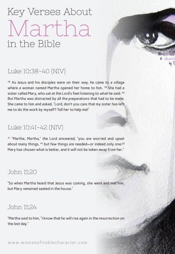 infographic image for Key Bible verses about Martha in the Bible