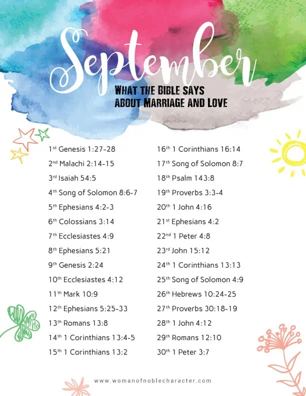 September-Bible-Reading-Writing-Plan Love and marriage