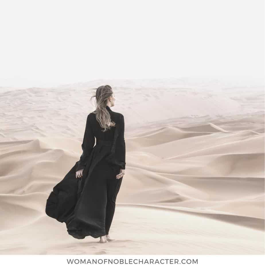 image of biblical woman walking on desert sands for the post 9 Significant Lessons We Can Learn Miriam In The Bible