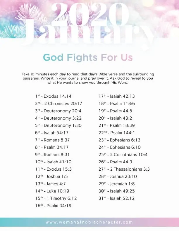 January-2020--Bible-Reading-Plan God Fights For Us Bible Verses