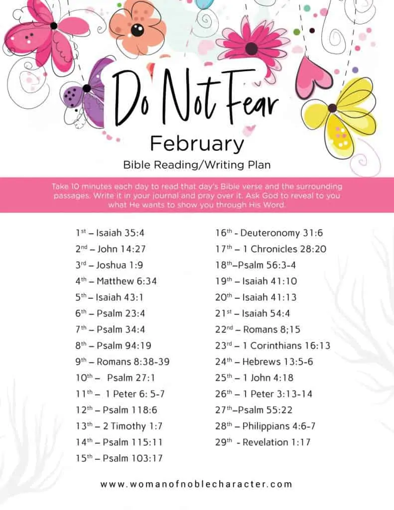 February Bible Reading Plan Do Not Fear