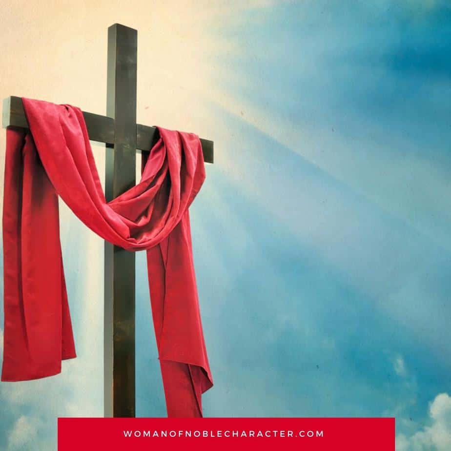 image of cross with red garment hanging on it for the post The Fascinating Symbolism Of Color In The Bible: Red