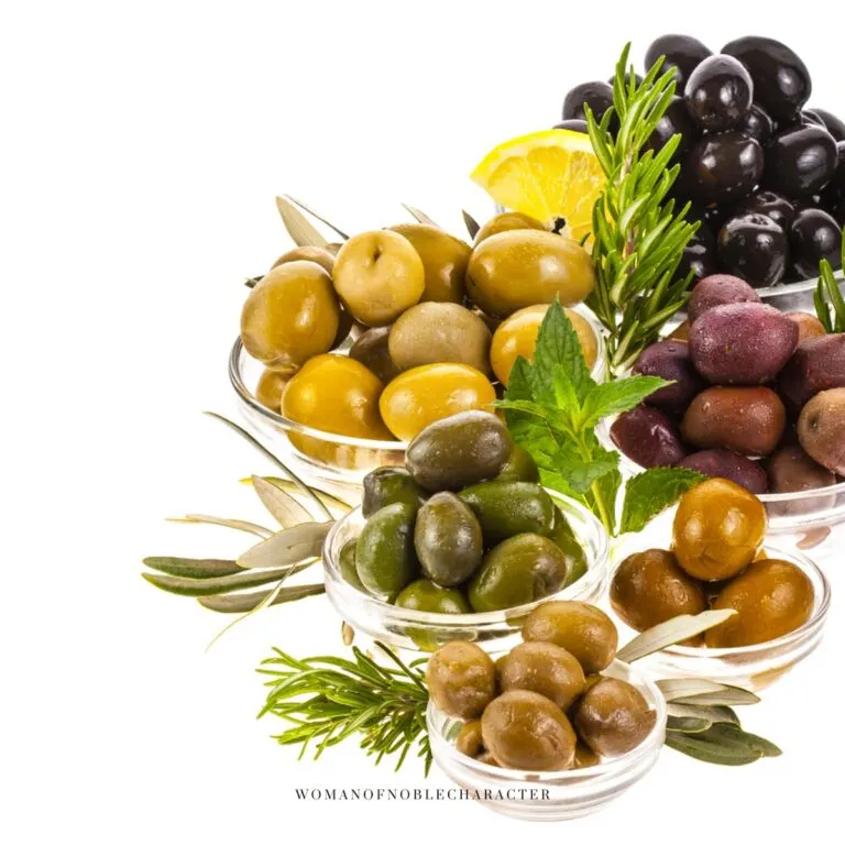 image of different types of olives in bowls for the post on olives in the Bible