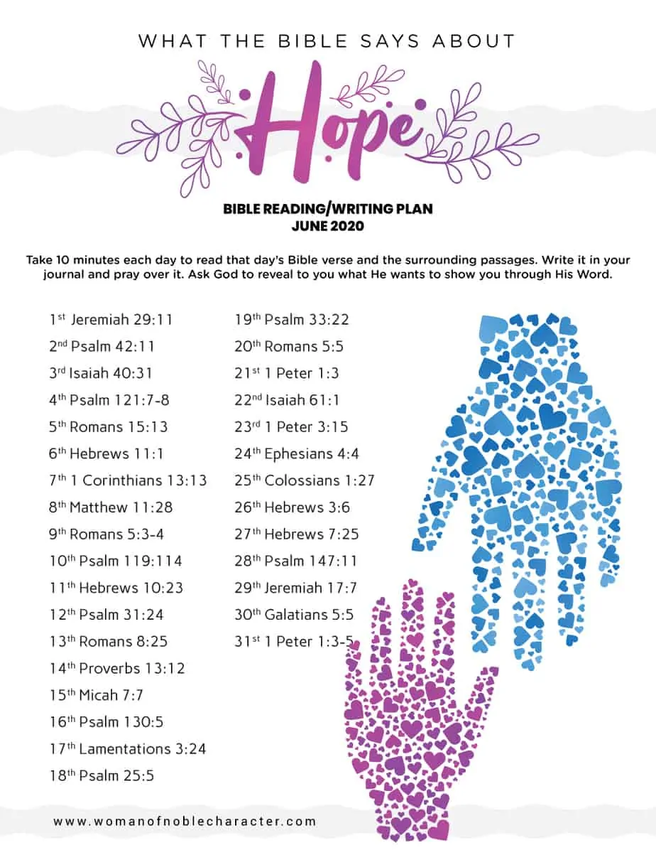 June Bible plan BIble verses on hope