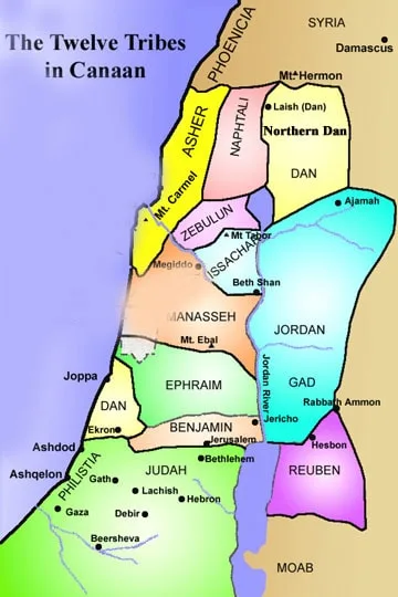 image of map for Twelve Tribes in Canaan