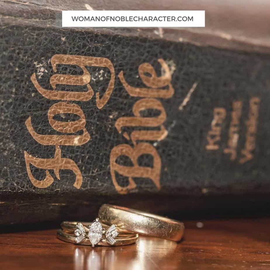 image of wedding bands and Holy Bible for the post Aquila and Priscilla: A Look at a Marriage Made to Serve the Lord