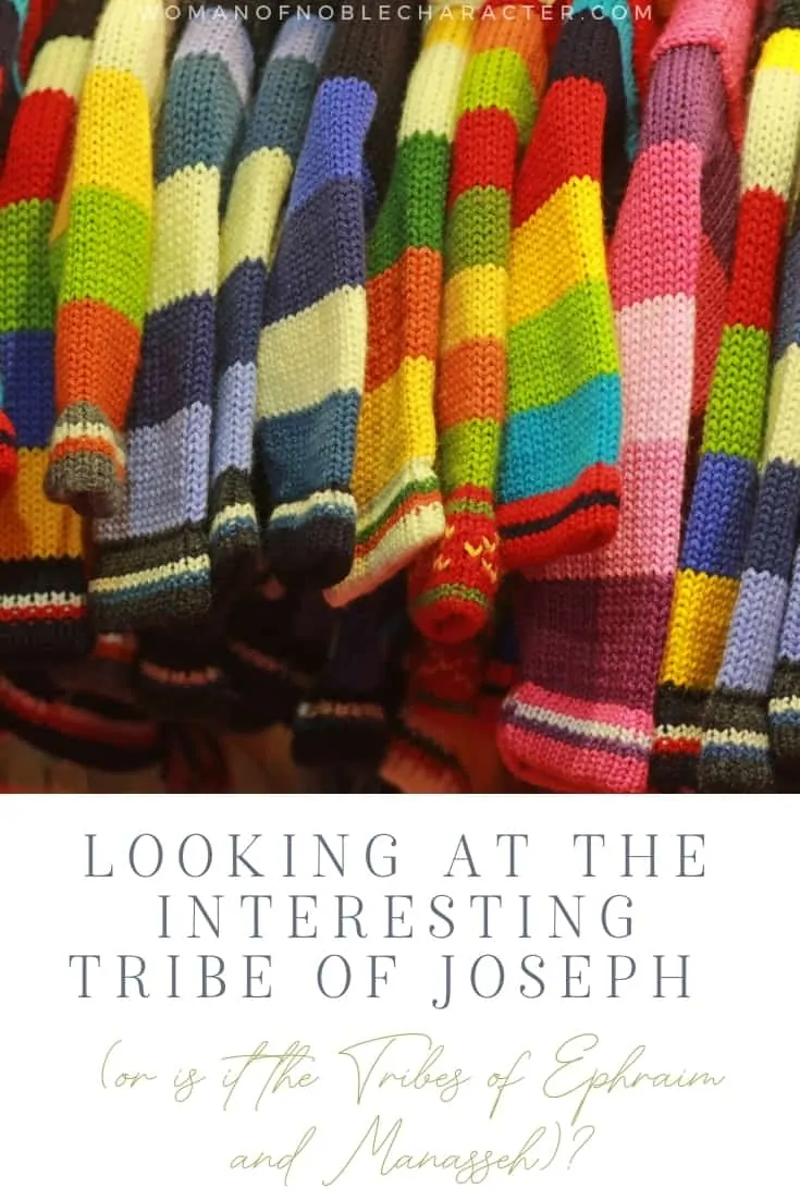 An image of multiple colorful coats with an overlay of text that says, "Looking at the Interesting Tribe of Joseph (or is it the Tribes of Ephraim and Manasseh)?"