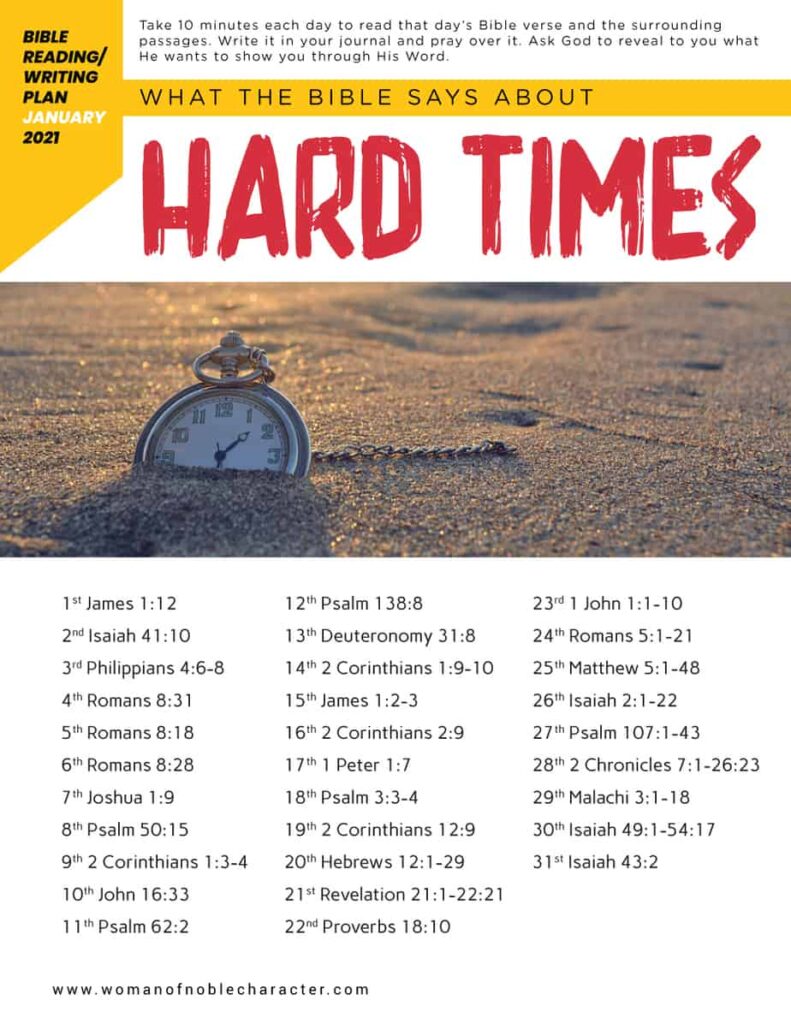 What the Bible says about hard times; January Bible reading plan