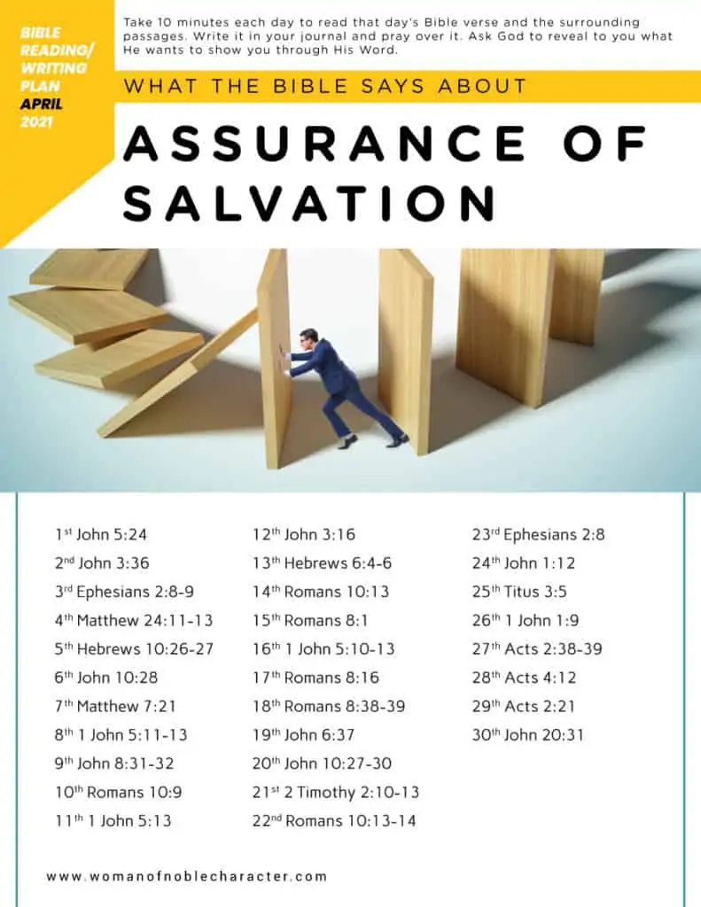 man pushing against blocks; what the Bible says about our assurance of Salvation; Bible reading plans