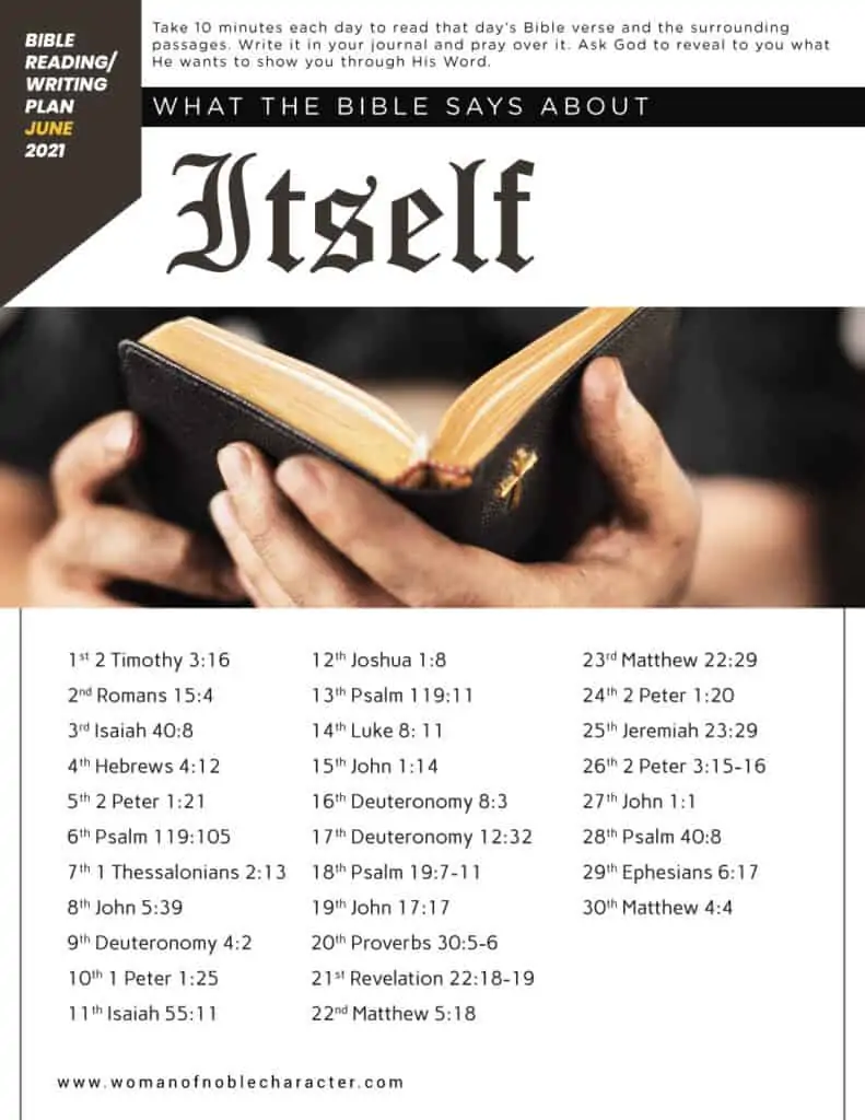 June Bible reading plan; what the Bible says about itself