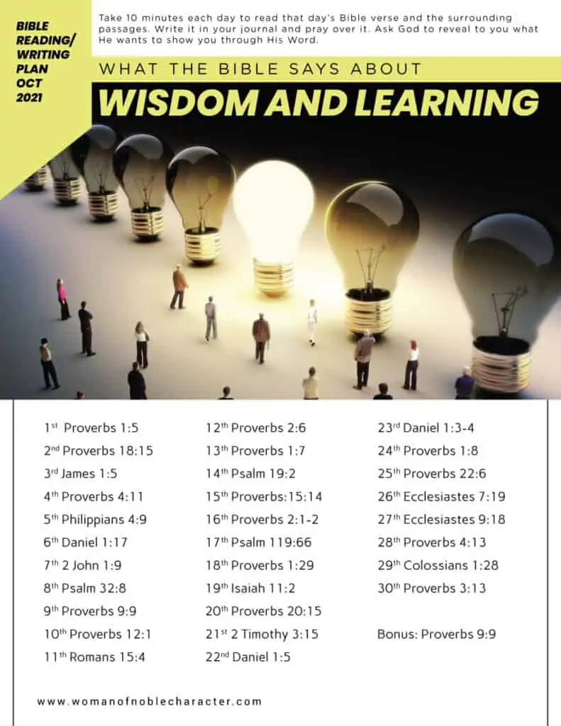 image of people and lightbulbs what the Bible says about wisdom and learning for the page Bible reading and writing plans