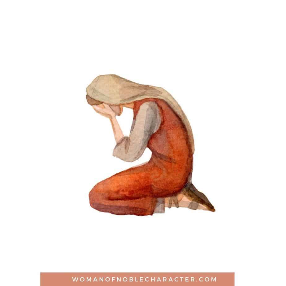 image of biblical woman on knees crying for Leah in the Bible post