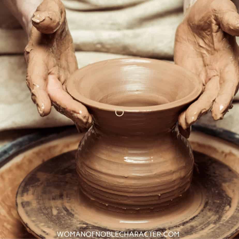 image of a person working clay links to the post Clay in the Bible
