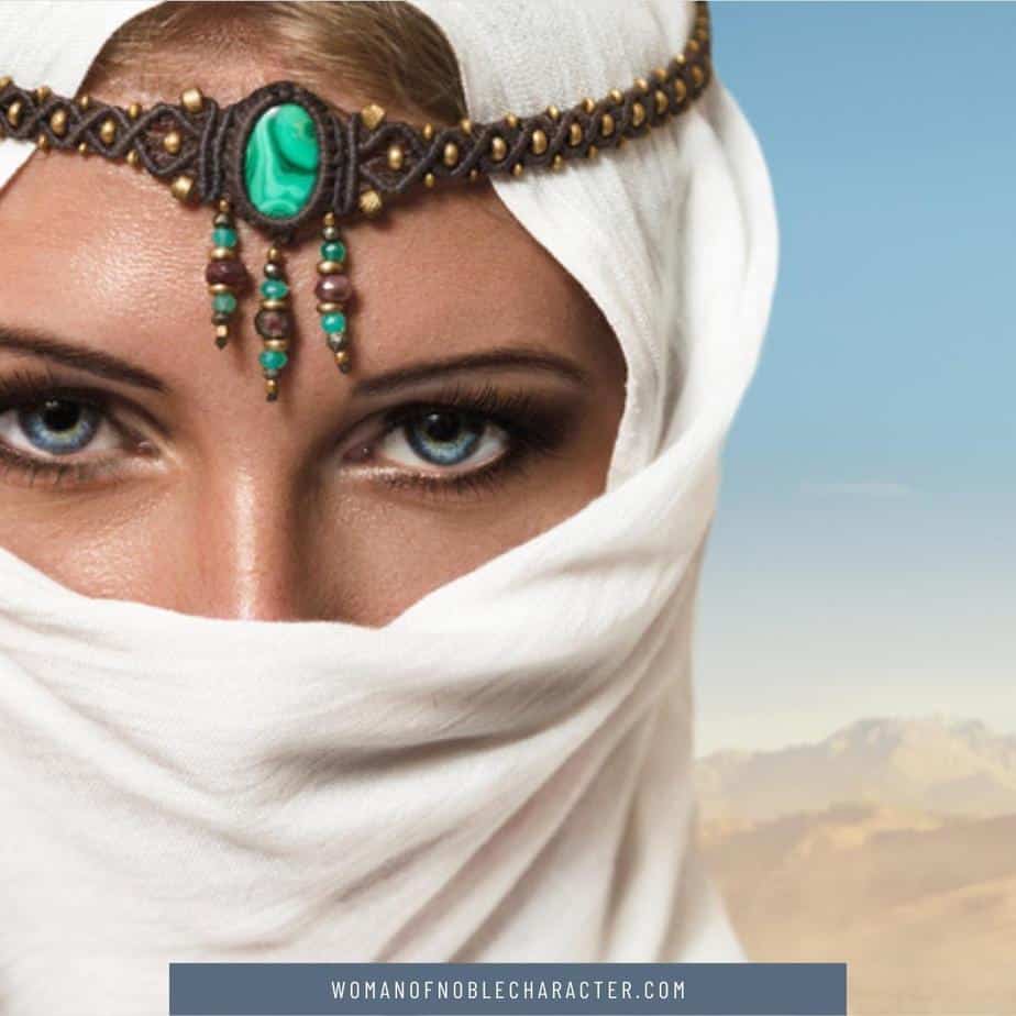 image of an Arab woman with a head dress on
