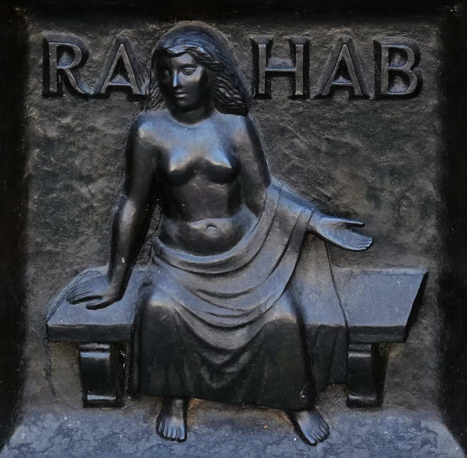 Rahab in the Bible the harlot who believed and saved, relief on the door of the Grossmunster ("great minster") church in Zurich, Switzerland