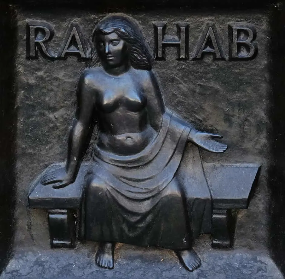 Rahab in the Bible the harlot who believed and saved, relief on the door of the Grossmunster ("great minster") church in Zurich, Switzerland