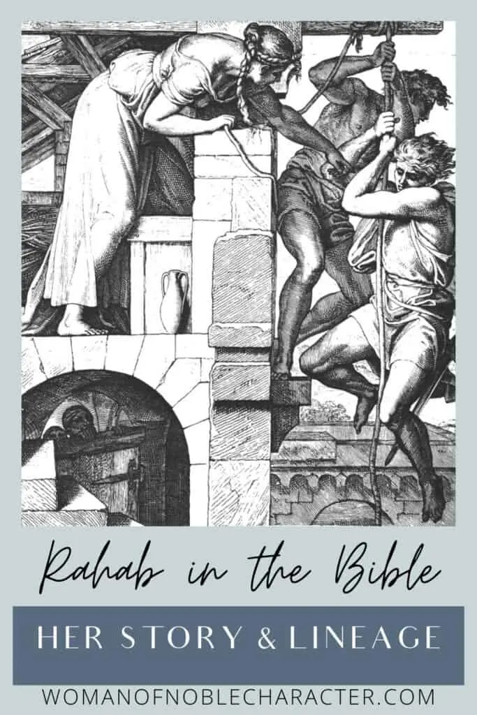 image sketched of rahab in the Bible being saved by the Israelite spies for the post Rahab in the Bible: The Surprising Harlot Advancing The Kingdom Of God
