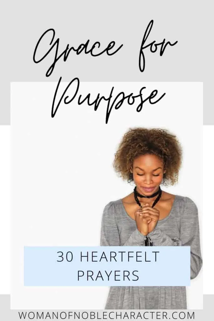 image of black woman praying for the post 30 Heartfelt grace for purpose prayers