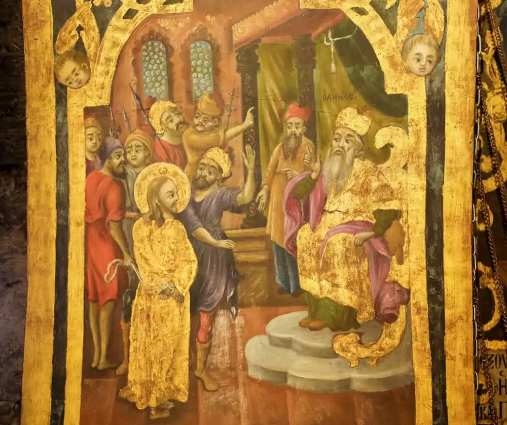 Jerusalem, Israel - April 17, 2019: Greek Orthodox Fresco in the Church of the Holy Sepulchre in Jerusalem, Gamaliel