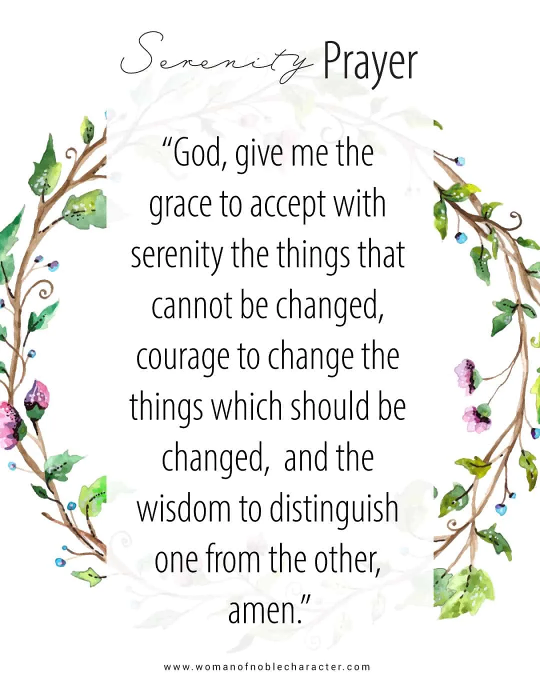 image of leaves with the serenity prayer for the post on serenity prayer meaning