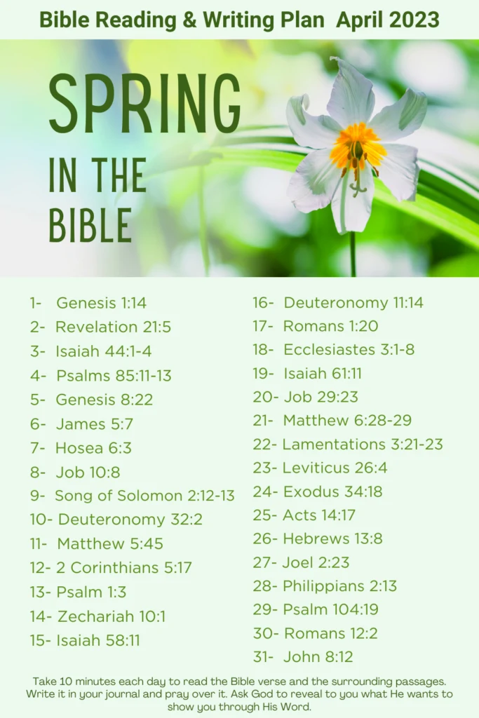 spring in the Bible for Bible reading writing plans