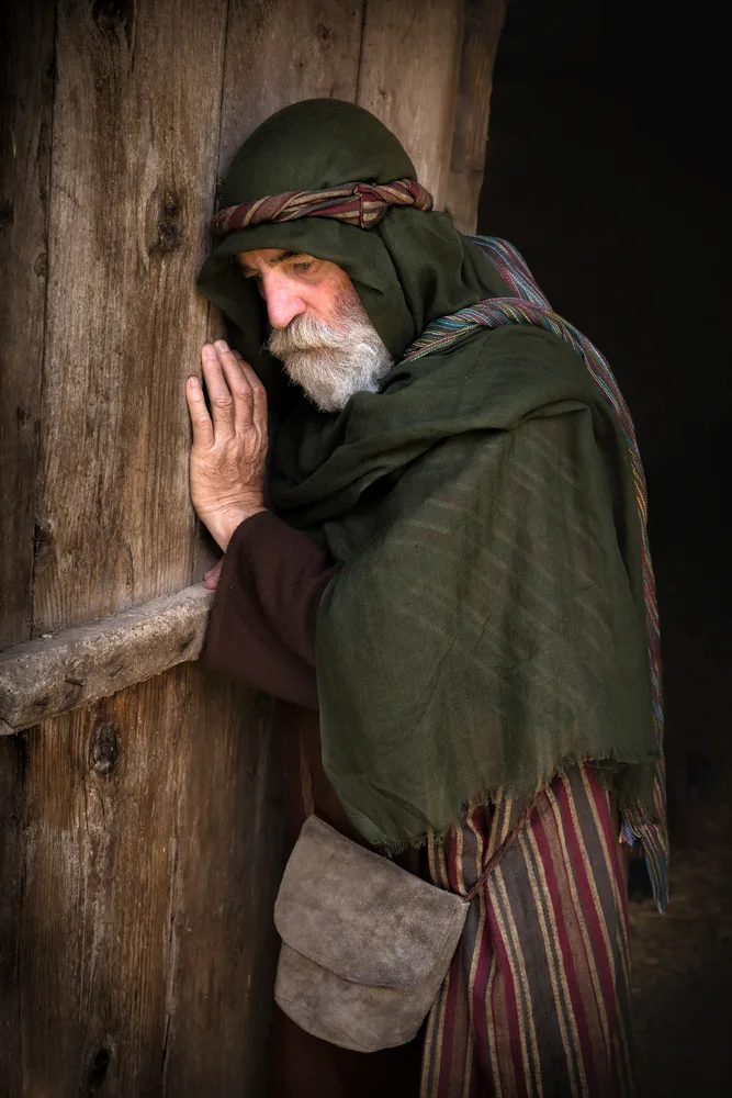 Apostle Peter in shame and repentance after having denied knowing Jesus before the cock crows three times for the post Simon in the Bible