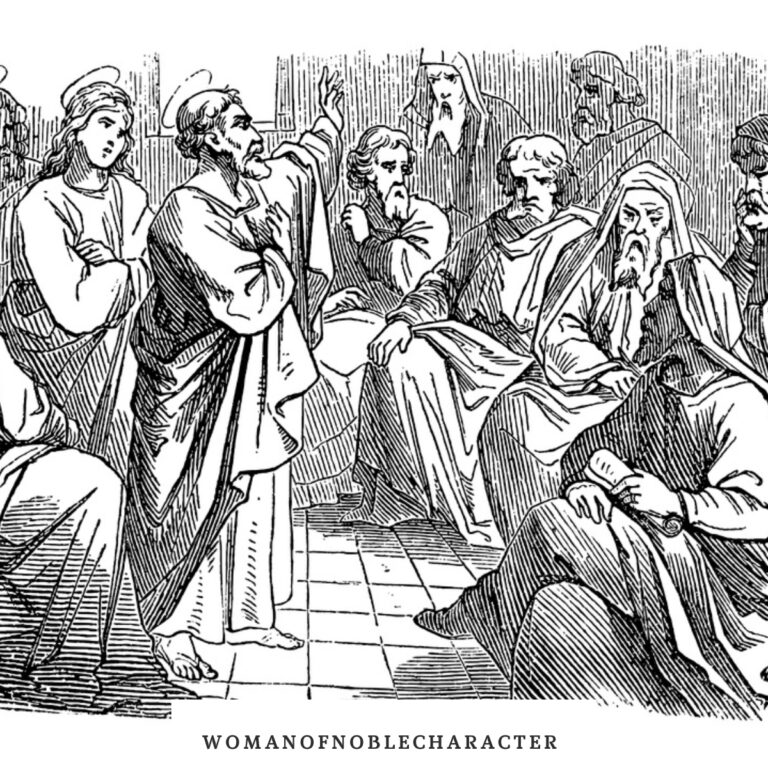 etching of Barnabas in the Bible and Paul debating