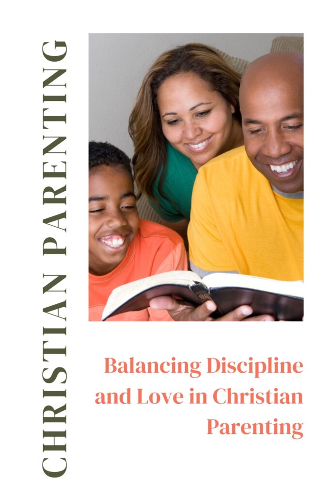 image of black family reading Bible with the text Balancing Discipline and Love in Christian Parenting