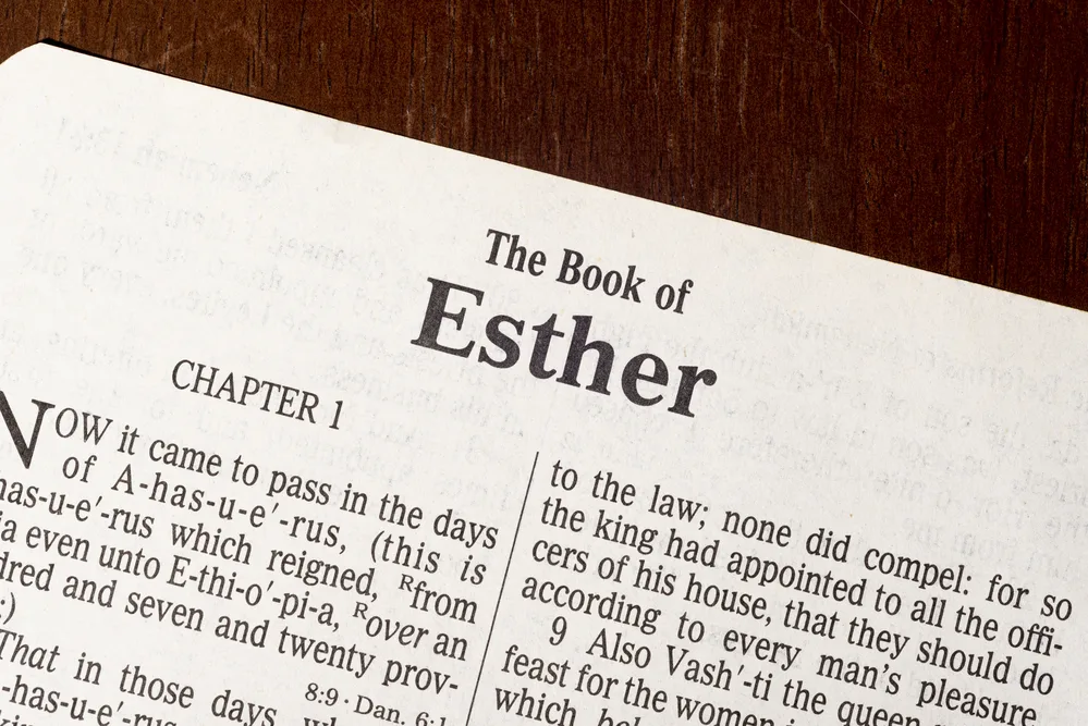 Close-up photo of the title page of the Book of Esther for the post on Esther in the Bible